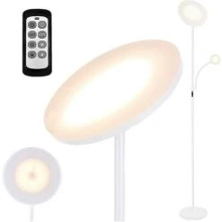 AICOK Lampadaire Sur Pied, Lampadaire LED 25 W Avec Lampe De Lecture 7W, Dimmable, 3 Températures De Couleur 3000K-5000K, Avec Contrôle Tactile & Télécommande, Pour Salon, Chambre à Coucher, Bureau (Blanc)