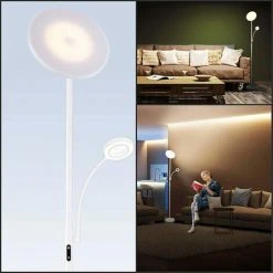 AICOK Lampadaire Sur Pied, Lampadaire LED 25 W Avec Lampe De Lecture 7W, Dimmable, 3 Températures De Couleur 3000K-5000K, Avec Contrôle Tactile & Télécommande, Pour Salon, Chambre à Coucher, Bureau (Blanc) -Lampadaire Soldes 2022 54027871 4