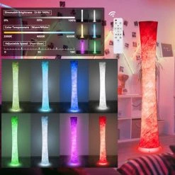 Hengda Lampadaire LED 8W Lampadaire Lampe D'angle LED Dimmable Avec Télécommande RGB Lampe D'angle - Blanche