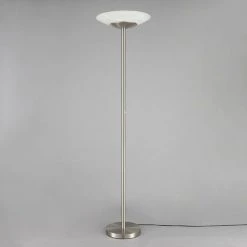 LINDBY LED Lampadaire à Intensité Variable 'Ragna' En Verre Pour Salon & Salle à Manger - Blanc Albâtre, Nickel Satiné -Lampadaire Soldes 2022 5447340 3