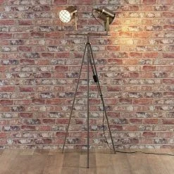 LINDBY Lampadaire Trepied 'Ebbi' En Métal Pour Salon & Salle à Manger - Laiton Ancien -Lampadaire Soldes 2022 5447387 4