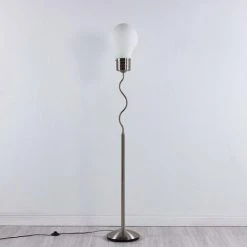 LINDBY Lampadaire 'Bado' En Métal Pour Salon & Salle à Manger - Nickel Satiné, Blanc Opale -Lampadaire Soldes 2022 5447479 3