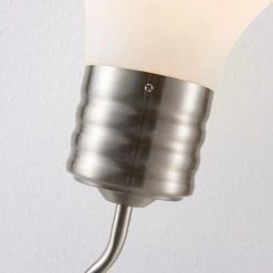 LINDBY Lampadaire 'Bado' En Métal Pour Salon & Salle à Manger - Nickel Satiné, Blanc Opale -Lampadaire Soldes 2022 5447479 4