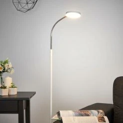 LINDBY LED Lampadaire 'Milow' Pour Salon & Salle à Manger - Blanc, Chromé -Lampadaire Soldes 2022 5447622 3