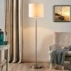 LINDBY Lampadaire Tissu 'Parsa' En Textile Pour Chambre à Coucher - Blanc, Nickel Satiné