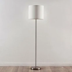 LINDBY Lampadaire Tissu 'Parsa' En Textile Pour Chambre à Coucher - Blanc, Nickel Satiné -Lampadaire Soldes 2022 5447836 3