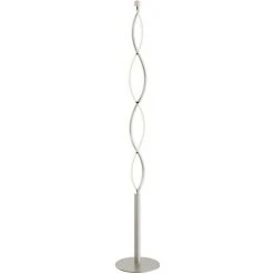LINDBY LED Lampadaire à Intensité Variable 'Auron' Pour Salon & Salle à Manger - Nickel Satiné, Blanc