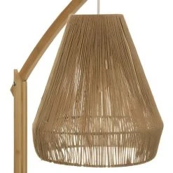 Lampadaire En Fer / Bois Coloris Beige - Longueur 52 X Profondeur 30 X Hauteur 158 Cm -PEGANE- -Lampadaire Soldes 2022 54815794 2