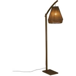 Lampadaire En Fer / Bois Coloris Beige - Longueur 52 X Profondeur 30 X Hauteur 158 Cm -PEGANE- -Lampadaire Soldes 2022 54815794 4
