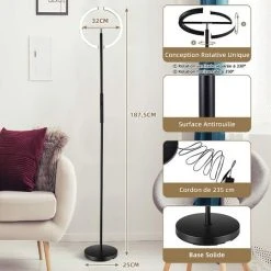 COSTWAY Lampadaire Dimmable 4 Température De Couleur 3000K -6000K Télécommande Tactile Double Contrôle Minuterie 1H Fonction Mémoire -Lampadaire Soldes 2022 55274351 4