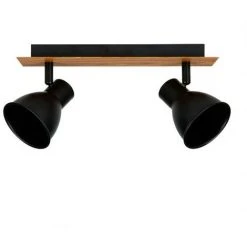 Rampe 2 Spots Atelier Métal Et Bois Ostaria - Noir - Noir Et Naturel