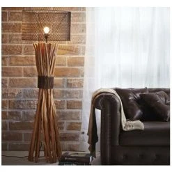 OZAIA Lampadaire BROCANTE En Bois Et Métal - H.149 Cm - Marron