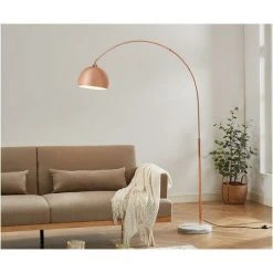 OZAIA Grand Lampadaire Arc Style Art Déco OMBRAGE - Métal Et Marbre - H. 180 Cm - Cuivré - Cuivré -Lampadaire Soldes 2022 55884372 5