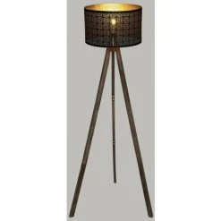 Lampadaire Salon Trépied En Métal Et Pin H149cm - Noir - SILUMEN -Lampadaire Soldes 2022 56327719 3