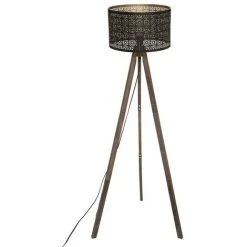 Lampadaire Salon Trépied En Métal Et Pin H149cm - Noir - SILUMEN -Lampadaire Soldes 2022 56327719 5