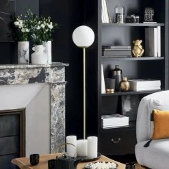 FALSE Lampadaire Métal Or 22x22x135cm - Blanc - Or - SILUMEN -Lampadaire Soldes 2022 56328628 4