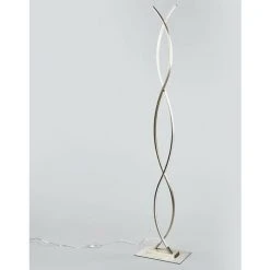 LAMPENWELT LED Lampadaire 'Bobi' En Aluminium Pour Salon & Salle à Manger - Nickel Mat, Blanc -Lampadaire Soldes 2022 5733107 3