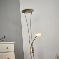 LINDBY LED Lampadaire à Intensité Variable 'Eda' En Métal Pour Salon & Salle à Manger - Nickel Satiné, Blanc Givré 9 LINDBY LED Lampadaire à Intensité Variable 'Eda' En Métal Pour Salon & Salle à Manger - Nickel Satiné, Blanc Givré -Lampadaire Soldes 2022 5733147 4