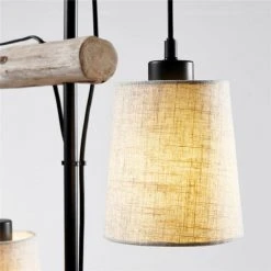 Lampadaire Sur Pied En Bois,corde Et Métal Noir, Osasy Luminaire Moderne Lampe De 169 Cm De Haut Dans Un Chambre Vintage,Lampe De Salon Avec Interrupteur, 2* E27 Douille(max. 60 Watt） -Lampadaire Soldes 2022 57334239 3