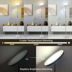 OSASY Lampadaire LED Dimmable Métal, Orientable,Lampadaire Sur Pied Salon Avec Télécommande ,Liseuse ,Luminosité Réglable Lampadaire Chambre -Lampadaire Soldes 2022 57334241 4