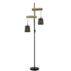 OSASY Lampadaire Industriel - 2 Lumière - H 1690 Mm - Noir - Rustique - Éclairage Intérieur - Salon I Chambre - Noir