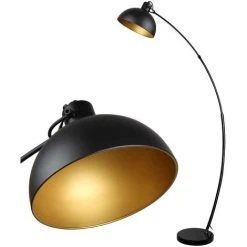 OSASY Lampadaire Arc, Lampe à Pied Design Rétro, Abat-jour Réglable, 1x E27 Max. 60 Watt, Métal, En Noir-doré,Lampadaires Pour Le Salon, Les Salons,la Lecture