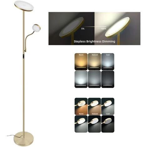 OSASY LED Dimmable Lampadaire Eclairage Indirect Moderne,avec Télécommande -2 Leds Lampe Sur Pied Luminosité Réglable, - Éclairage Intérieur - Salon I Chambre I Cuisine I Salle à Manger - Bronze/gold 3 OSASY LED Dimmable Lampadaire Eclairage Indirect Moderne,avec Télécommande -2 Leds Lampe Sur Pied Luminosité Réglable, - Éclairage Intérieur - Salon I Chambre I Cuisine I Salle à Manger - Bronze/gold