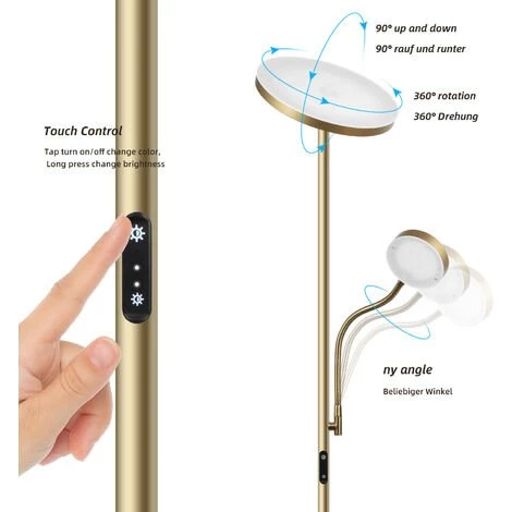 OSASY LED Dimmable Lampadaire Eclairage Indirect Moderne,avec Télécommande -2 Leds Lampe Sur Pied Luminosité Réglable, - Éclairage Intérieur - Salon I Chambre I Cuisine I Salle à Manger - Bronze/gold 5 OSASY LED Dimmable Lampadaire Eclairage Indirect Moderne,avec Télécommande -2 Leds Lampe Sur Pied Luminosité Réglable, - Éclairage Intérieur - Salon I Chambre I Cuisine I Salle à Manger - Bronze/gold – Image 3