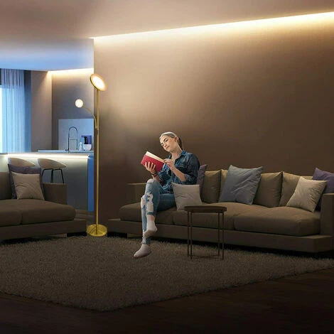 OSASY LED Dimmable Lampadaire Eclairage Indirect Moderne,avec Télécommande -2 Leds Lampe Sur Pied Luminosité Réglable, - Éclairage Intérieur - Salon I Chambre I Cuisine I Salle à Manger - Bronze/gold 6 OSASY LED Dimmable Lampadaire Eclairage Indirect Moderne,avec Télécommande -2 Leds Lampe Sur Pied Luminosité Réglable, - Éclairage Intérieur - Salon I Chambre I Cuisine I Salle à Manger - Bronze/gold – Image 4