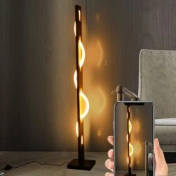 OSASY Lampadaire LED Blanc Chaud Spirale Moderne Unique,luminaire Ondulé Idéal Pour Une Chambre, Un Salon Ou Une Salle à Manger, Lampe Sur Pied Design Bois Naturel En Métal Éclairage Intérieur Décoration -Lampadaire Soldes 2022 57334249 4
