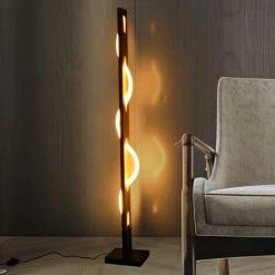 OSASY Lampadaire LED Blanc Chaud Spirale Moderne Unique,luminaire Ondulé Idéal Pour Une Chambre, Un Salon Ou Une Salle à Manger, Lampe Sur Pied Design Bois Naturel En Métal Éclairage Intérieur Décoration -Lampadaire Soldes 2022 57334249 5