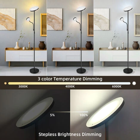 OSASY Lampadaire LED Avec Liseuse Réglable 4W Lampadaire Sur Pied Salon Avec Télécommande Lampe LED Sur Pied Avec Luminosité Réglable Lampadaire Chambre Dimmable Avec Couleur à Choix 2800K à 6000K 4 OSASY Lampadaire LED Avec Liseuse Réglable 4W Lampadaire Sur Pied Salon Avec Télécommande Lampe LED Sur Pied Avec Luminosité Réglable Lampadaire Chambre Dimmable Avec Couleur à Choix 2800K à 6000K – Image 2