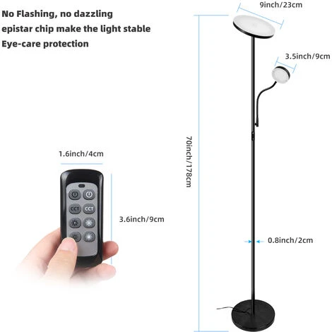 OSASY Lampadaire LED Avec Liseuse Réglable 4W Lampadaire Sur Pied Salon Avec Télécommande Lampe LED Sur Pied Avec Luminosité Réglable Lampadaire Chambre Dimmable Avec Couleur à Choix 2800K à 6000K 7 OSASY Lampadaire LED Avec Liseuse Réglable 4W Lampadaire Sur Pied Salon Avec Télécommande Lampe LED Sur Pied Avec Luminosité Réglable Lampadaire Chambre Dimmable Avec Couleur à Choix 2800K à 6000K – Image 5