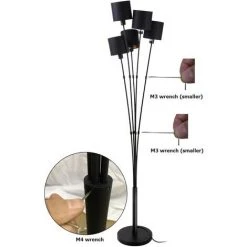 OSASY Lampadaire 5 Lumières Pour Salon ,Chic Lampadaires En Métal Et Textile Noir & Or Abat-jour ,moderne Lampe à Pied Design Rétro, Éclairage Intérieur -Lampadaire Soldes 2022 57334251 5