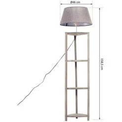 OSASY Lampadaire 2 En 1 étagère Sur Pied Lampadaire Moderne Avec étagère En Bois Bibliothèque Avec 3 étagères Etagère CD DVD Pour Chambre, Salon, Bureau, Bureau, Textiles De Maison