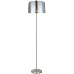 AUTRE Lampadaire Sur Pied Design En Métal Chromé Abat-jour Gris Compatible LED E27 Avec Interrupteur