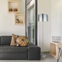 AUTRE Lampadaire Sur Pied Design En Métal Chromé Abat-jour Gris Compatible LED E27 Avec Interrupteur -Lampadaire Soldes 2022 57763099 3