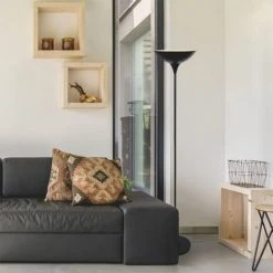 AUTRE Lampadaire Sur Pied Design En Métal Noir Compatible LED Avec Interrupteur