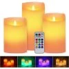LTS FAFA Lumières LED 3pcs Blanc Chaud Et Multicolore Véritable Alimenté Par Batterie Avec Minuterie Télécommande Pour Décor De Mariage Intérieur Et Extérieur