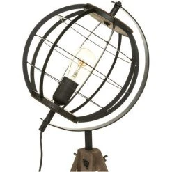 Atmosphera - Lampe Trépied En Métal Et Bois De Paulownia H 68 Cm - Noir -Lampadaire Soldes 2022 58480850 3