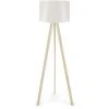 COTECOSY Lampadaire Tympanum Trépied Bois Blanc Blanc Créme Et Blanc - Blanc