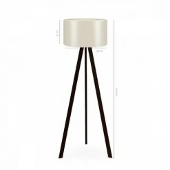 COTECOSY Lampadaire Trépied Tympanum 140cm Tissu Blanc Brillant Et Bois Noir - Crème -Lampadaire Soldes 2022 59101444 3