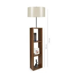 COTECOSY Lampadaire Combiné 3 étagères Taura Tissu Blanc Blanc Créme Et Bois Marron - Crème -Lampadaire Soldes 2022 59102087 3