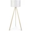 COTECOSY Lampadaire Tympanum Trépied Bois Blanc Blanc Créme Et Blanc Pois - Blanc -Lampadaire Soldes 2022 59103028 1