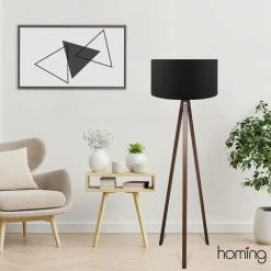 COTECOSY Lampadaire Tympanum Trépied Bois Marron Et Noir - Noir -Lampadaire Soldes 2022 59103396 2