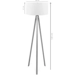 COTECOSY Lampadaire Tympanum Trépied Bois Marron Et Noir - Noir -Lampadaire Soldes 2022 59103396 3