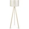 COTECOSY Lampadaire Tympanum Trépied Bois Blanc Créme Et Beige - Beige -Lampadaire Soldes 2022 59103802 1