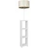 COTECOSY Lampadaire Combiné 3 étagères Toki Tissu Motif Circulaire Ecru Et Méral Blanc - Beige -Lampadaire Soldes 2022 59104346 1