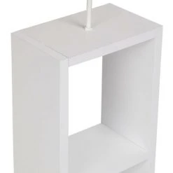 COTECOSY Lampadaire Combiné 3 étagères Toki Tissu Motif Circulaire Ecru Et Méral Blanc - Beige -Lampadaire Soldes 2022 59104346 3