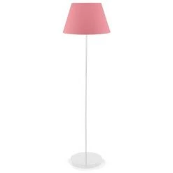COTECOSY Lampadaire Pied Fin Wakumi 143cm Tissu Rose Et Métal Blanc - Rose